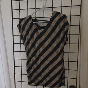 Love J Black and White Asymmetrical Cap Sleeve Tee